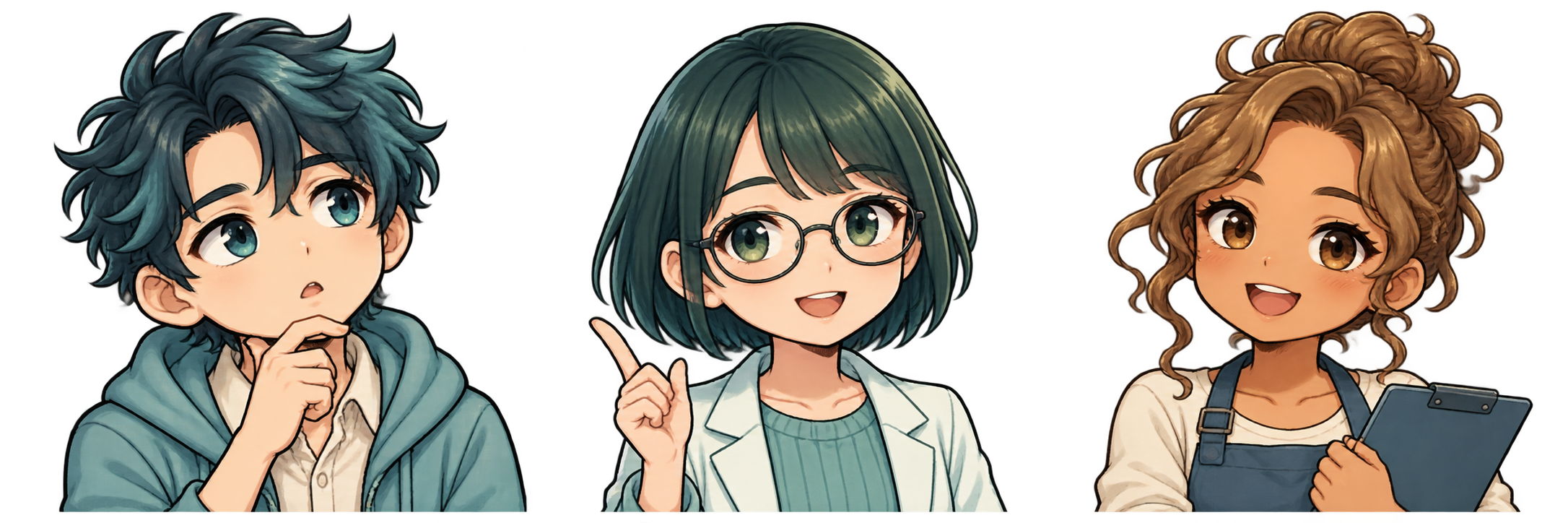 汐野マキの顔付きイラスト