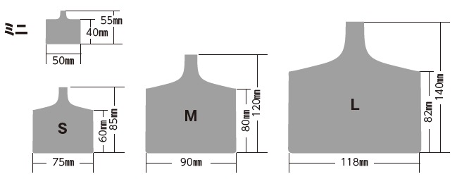 公式寸法図：左上ミニは幅50mm・全高55mm