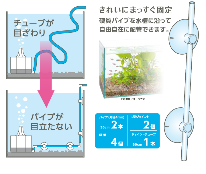 公式の構成と水槽内への配置例